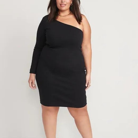 Old Navy Fitted One-Shoulder Rib-Knit Mini Dress for Women - Picture 6 of 7